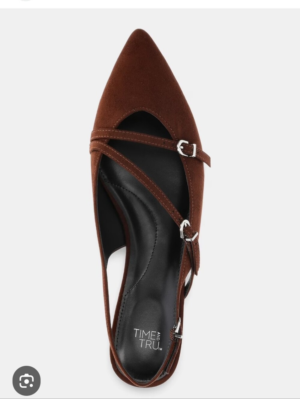 Brown Pointed Suede Slingback Mules with Cross-Strap Detail